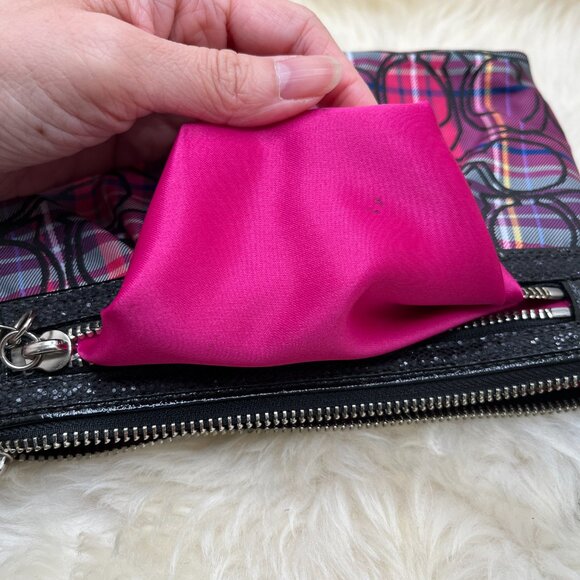 Coach Poppy Pink/Purple Signature Tartan Plaid Small Crossbody - Picture 5 of 6